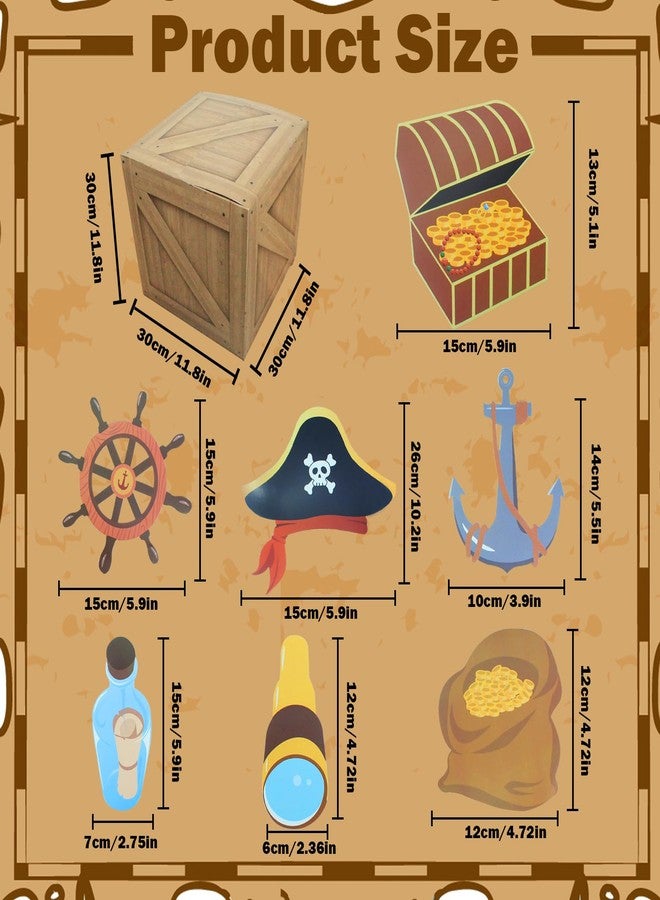Timisea 32 Pcs Pirate Party Decorations Imitation Wooden Box Fishing Net Car Trunk or Treat Decor Pirate Party Favors Birthday Photo Booth Props - Image 2